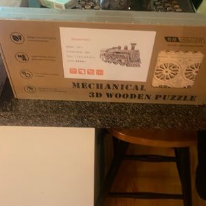 Uguter 3D Wooden Puzzles Train Locomotive DIY Gear Drive Mechanical Model